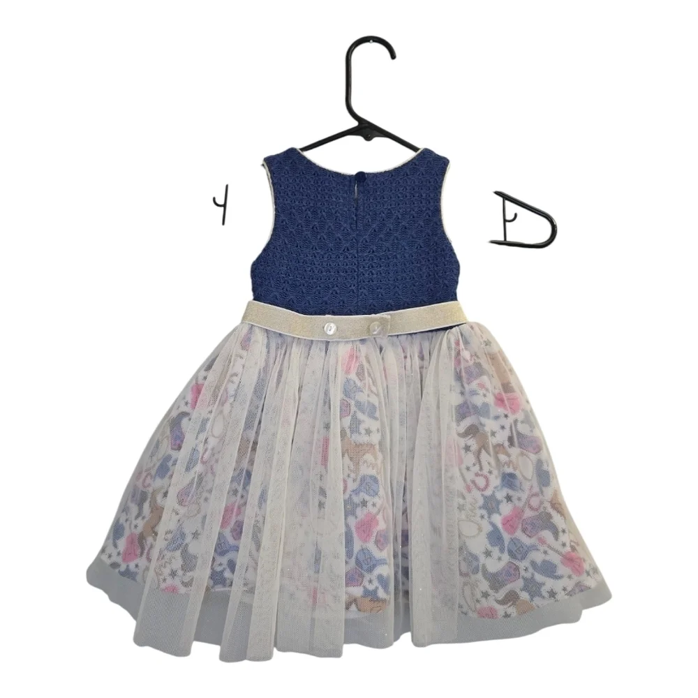 Sweet Heart Rose Toddler 3T Dress Blue With Horses And Boots Cowgirl